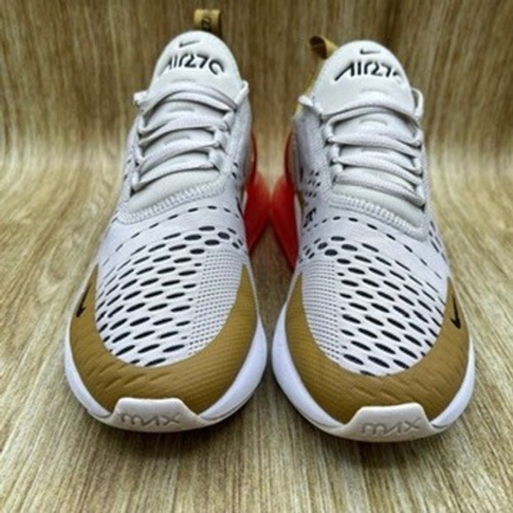 Nike Air Max 270 White and Gold Sneakers - Picture 2 of 10